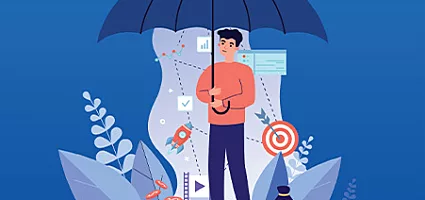 animated image of man holding umbrella.